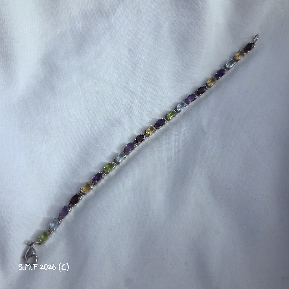 Multi Gemstone Tennis Bracelet in Stainless Steel